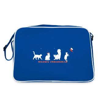 Noël miaou - Adorable chat au chapeau de Père Noël - Sac Retro - bleu/blanc - Dos