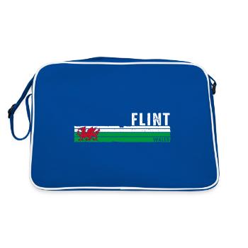 Entdecken Sie das Retro-inspirierte Stadtdesign von Flint Wales - Retro Tasche - Blau/Weiß - Hinten