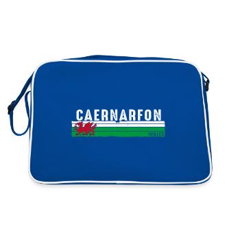 Château historique et culturel de Caernarfon au Pays de Galles - Sac Retro - bleu/blanc - Dos
