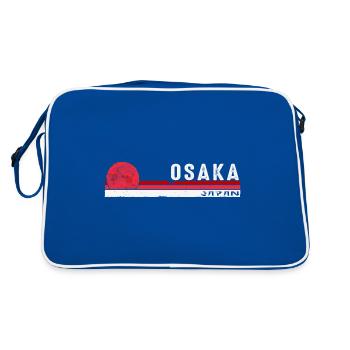 Osaka Japan Vintage Souvenir - Vintage Japanisch - Retro Tasche - Blau/Weiß - Hinten