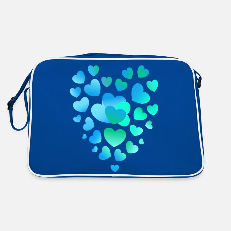 Cœurs bleus, beaucoup de cœurs Sac Retro
