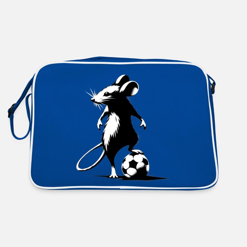 Mouse playing soccer Retro Bag