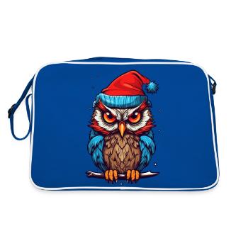 Süße Eule mit Weihnachtsmütze Kawaii Geschenk - Retro Tasche - Blau/Weiß - Hinten