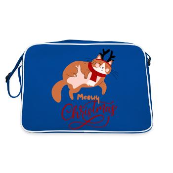 Meowy Christmas - Retro Tasche - Blau/Weiß - Hinten