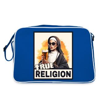 Sexy Nun Drinks Alcohol Funny Saying - Retro Bag - blue/white - Back