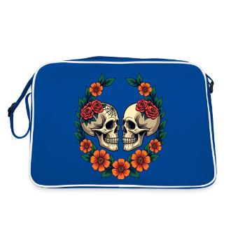 Crânes & Fleurs Sombre Esthétique Floral - Sac Retro - bleu/blanc - Dos