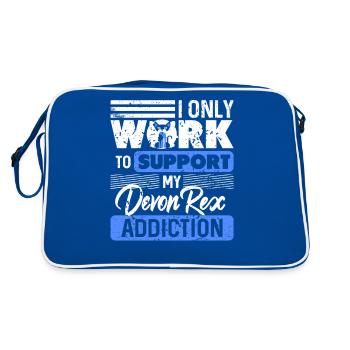 Je travaille pour soutenir mon obsession Devon Rex Humour - Sac Retro - bleu/blanc - Dos