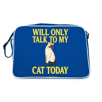 Will Only Talk To My Cat Today Introvert Humor - Retro Tasche - Blau/Weiß - Hinten