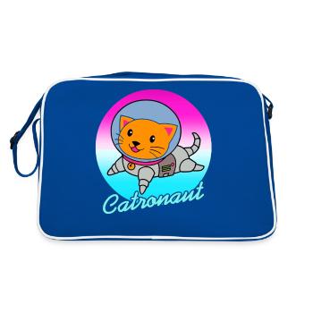 Catronaut Space Cat Cute Astronaut Humor - Retro Tasche - Blau/Weiß - Hinten