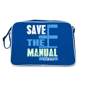 Save Manual Shifters Nostalgic Car Culture - Retro Tasche - Blau/Weiß - Hinten