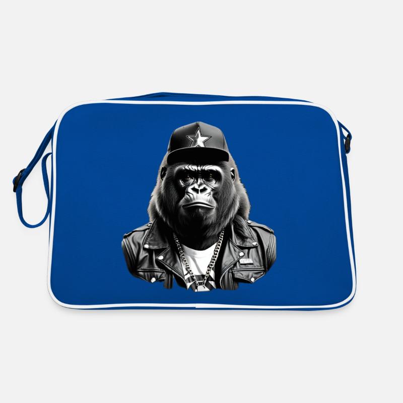 Georg the Gorilla - Retro Tasche - Blau/Weiß