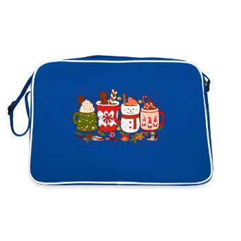 Weihnachtskaffee, Weihnachtsfeier, Weihnachtsstimmung - Retro Tasche - Blau/Weiß - Hinten