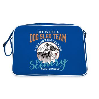 Chiens de traîneau et équipe de luge - Sac Retro - bleu/blanc - Dos