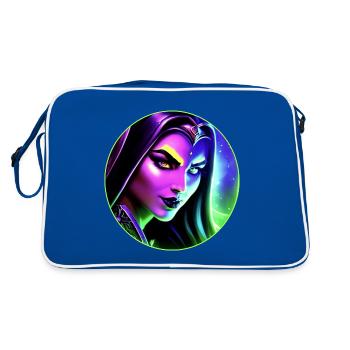 Wow Nachtelfen Magier - Retro Tasche - Blau/Weiß - Hinten