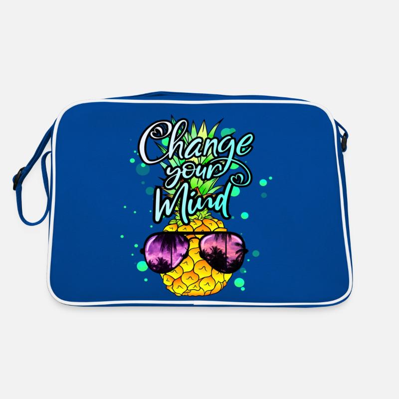 Ananas verändere dein Denken - Retro Tasche - Blau/Weiß