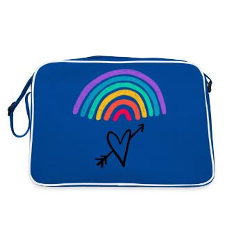Coeur graphique d’amour avec arc-en-ciel de flèche - Sac Retro - bleu/blanc - Dos