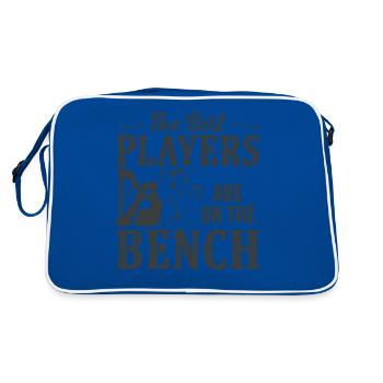 Die Besten Spieler Sitzen Auf Der Bank Harfe - Retro Tasche - Blau/Weiß - Hinten