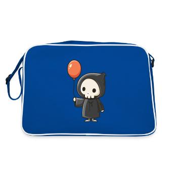 faucheuse et ballon, squelette rigolo Halloween - Sac Retro - bleu/blanc - Dos