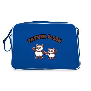 Panda Family Father & Son - Retro Bag - blue/white - Back