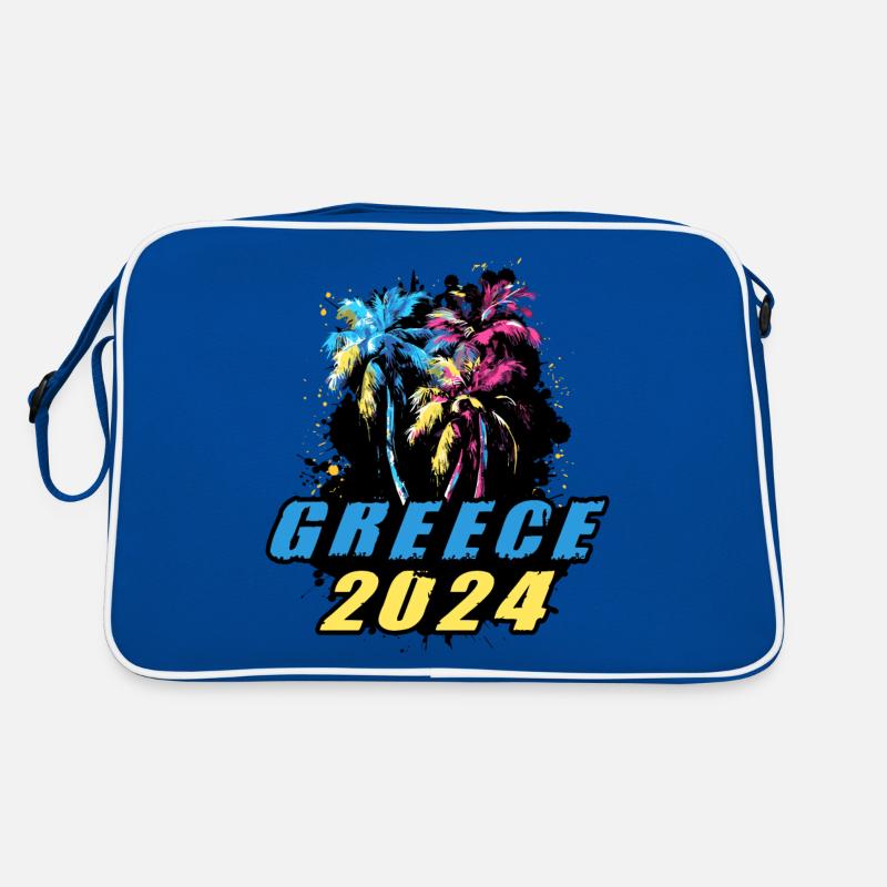 Greece 2024 Holiday Palm Trees Multicolored Retro Bag