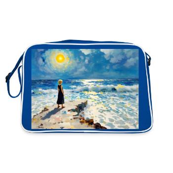 Mom on the Beach 12 - Retro Bag - blue/white - Back