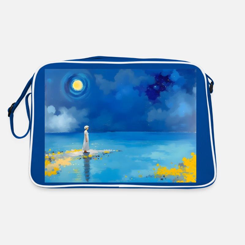 Mama am Strand 13 - Retro Tasche - Blau/Weiß