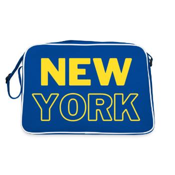 New York – Bold Yellow Lettering Design - Retro Bag - blue/white - Back