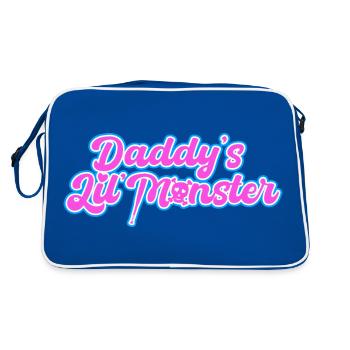 Daddys Lil Monster Blau Pink - Retro Tasche - Blau/Weiß - Hinten