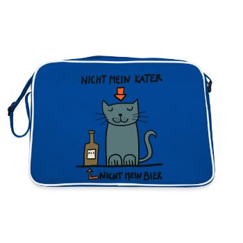 nicht mein Kater - nicht mein Bier - Retro Tasche - Blau/Weiß - Hinten