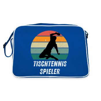 Tischtennisspieler - Retro Tasche - Blau/Weiß - Hinten