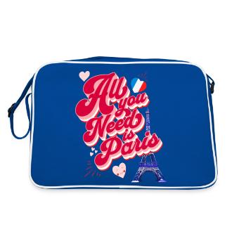 "All you need is Paris", den Eiffelturm und Liebe. - Retro Tasche - Blau/Weiß - Hinten