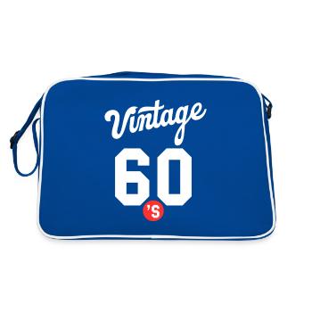 Vintage 60s 1960s - Sac Retro - bleu/blanc - Dos