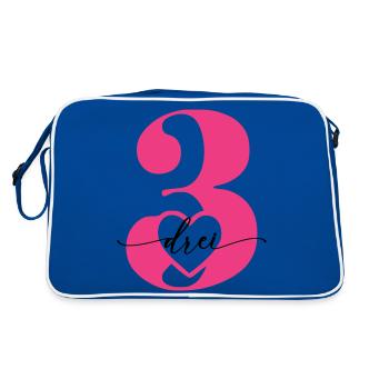 Chiffre Trois 3 avec cœur - Sac Retro - bleu/blanc - Dos