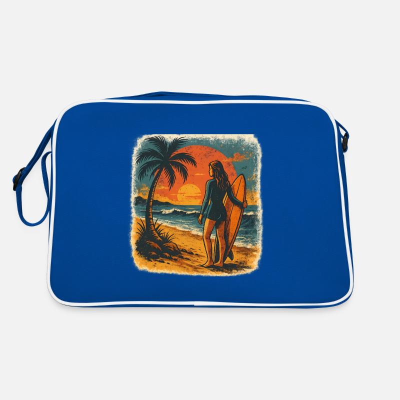 Surfeuse Plage Coucher de soleil Sac Retro