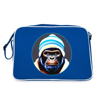 Gorille cool avec chapeau d’hiver - Sac Retro - bleu/blanc - Dos