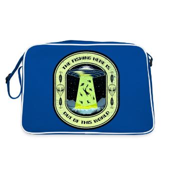 The Fishing Here Is Out Of This World UFO Fishing - Retro Bag - blue/white - Back
