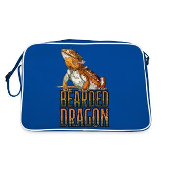 Bearded Dragon Reptile Keeper Beardie Retro - Retro Bag - blue/white - Back