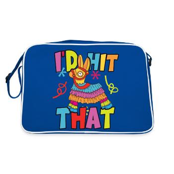 I'd Hit That Pinata Mexican Cinco De Mayo Party - Retro Bag - blue/white - Back