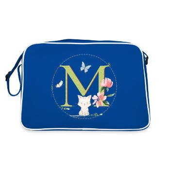 Lettre initiale M avec chat - Sac Retro - bleu/blanc - Dos