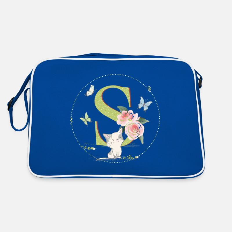 Anfangsbuchstabe S mit Katze Retro Tasche