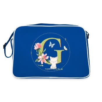 First letter G with cat - Retro Bag - blue/white - Back