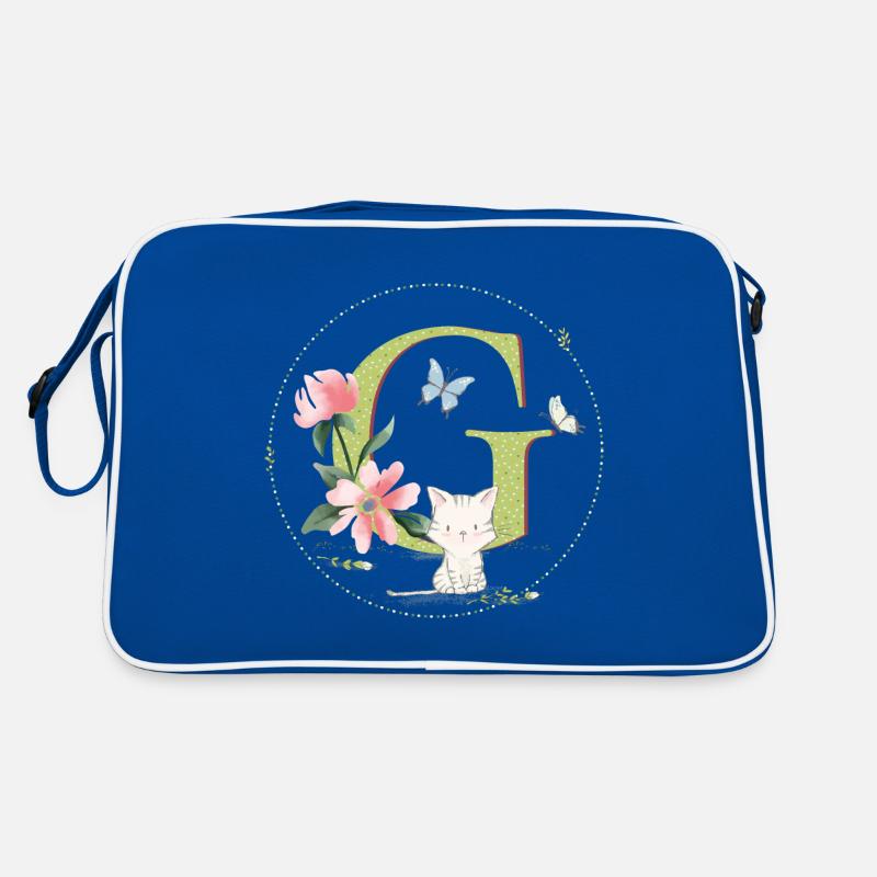 Anfangsbuchstabe G mit Katze Retro Tasche