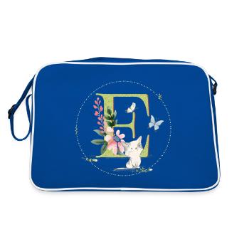 First letter E with cat - Retro Bag - blue/white - Back