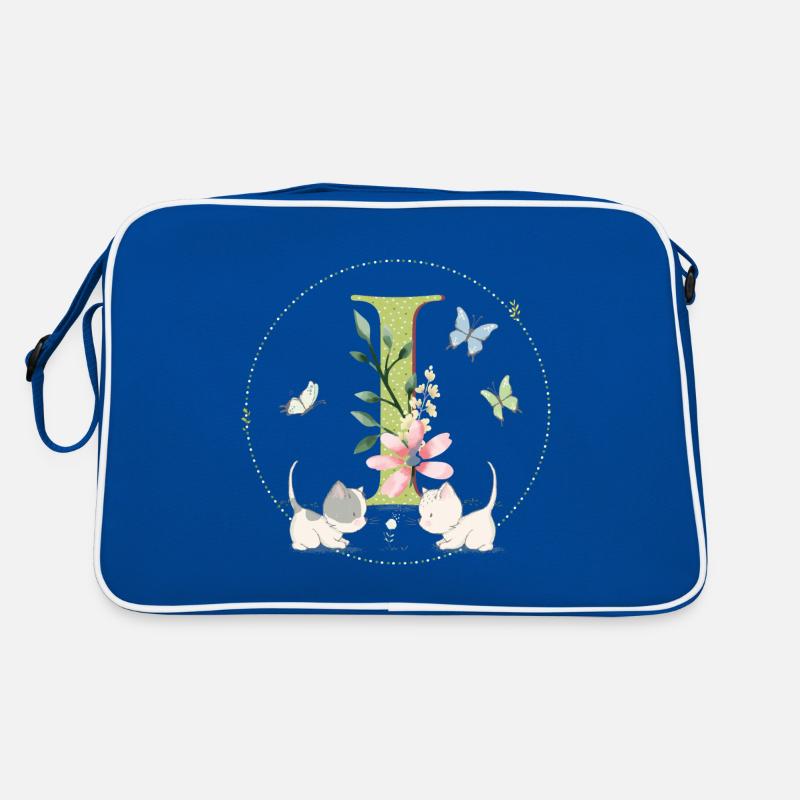 Anfangsbuchstabe I mit Katze Retro Tasche