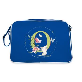 First letter O with cat - Retro Bag - blue/white - Back