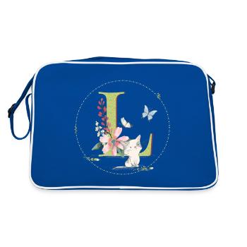 Lettre initiale L avec chat - Sac Retro - bleu/blanc - Dos