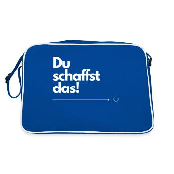 Du schaffst das! - Retro Tasche - Blau/Weiß - Hinten