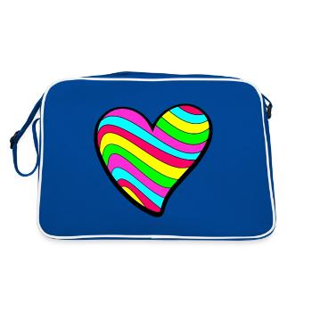 Psychedelic Love Heart - Retro Bag - blue/white - Back