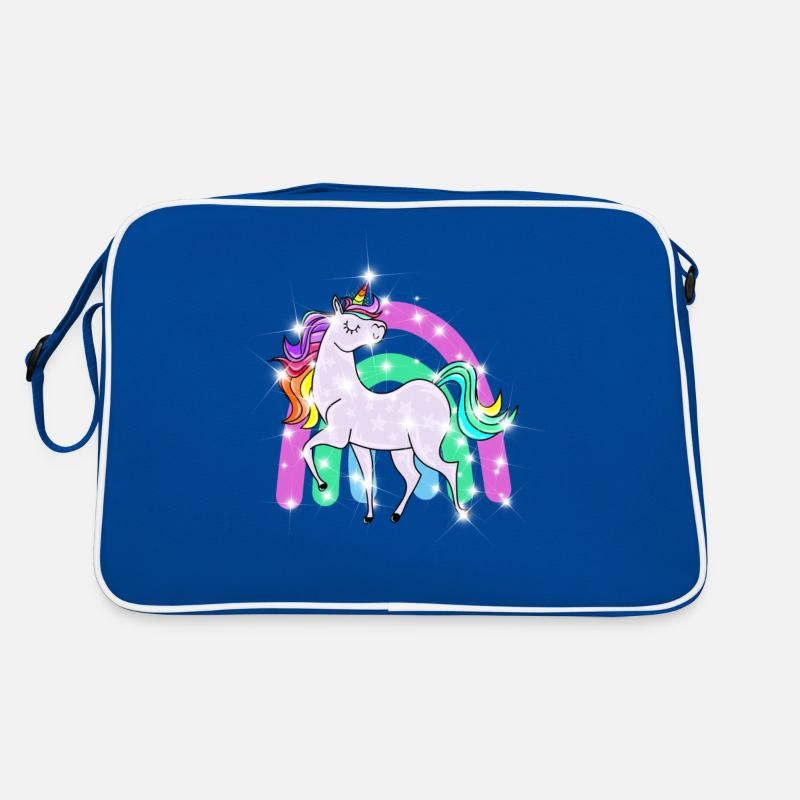 funkelndes Einhorn mit Regenbogen Retro Tasche