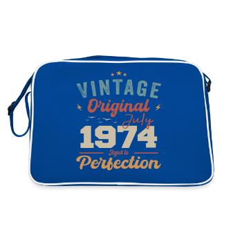 Juillet 1974 Anniversaire Juillet 1974 Original 1974 Juillet - Sac Retro - bleu/blanc - Dos